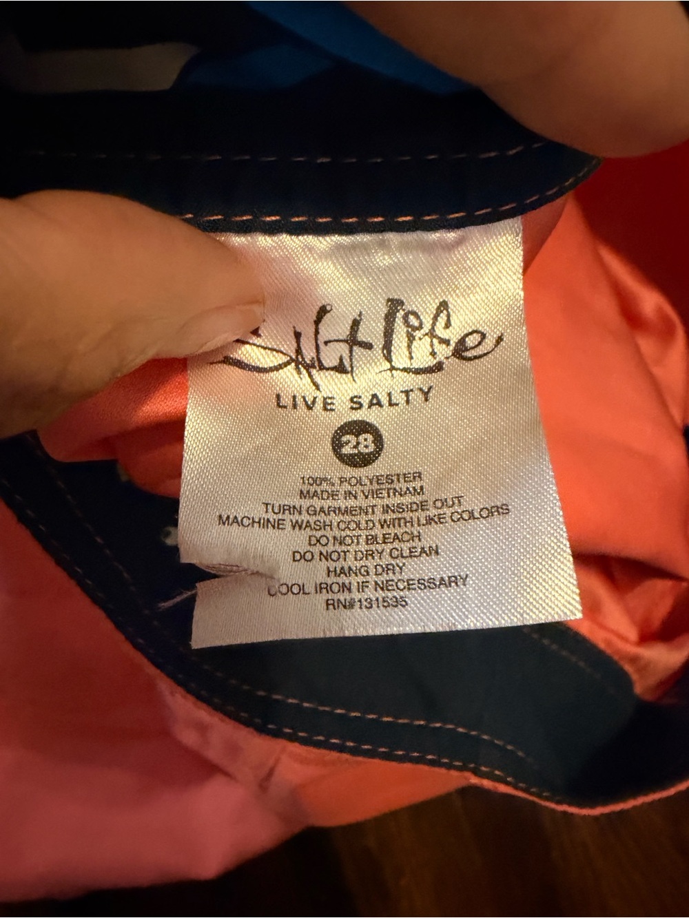 Salt Life Live Salty Coral Orange Board Shorts Men's Size 28 - Picture 2 of 3